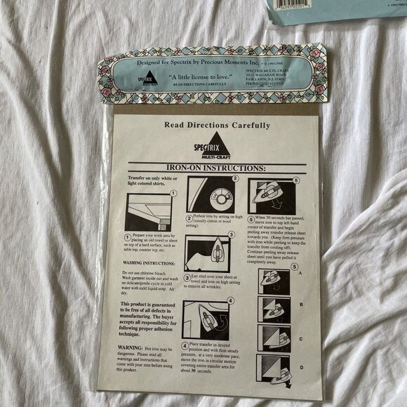 Precious Moments Iron-On Transfers Girl With Kitten & Couple On A Cloud Designs - Picture 8 of 9